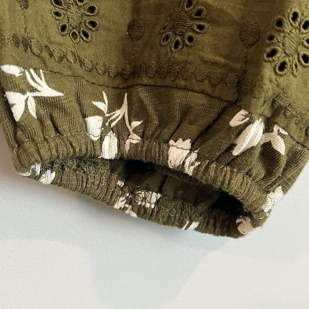 Boden Olive Green Long Sleeve Floral Midi Dress with White Print - Picture 9 of 14